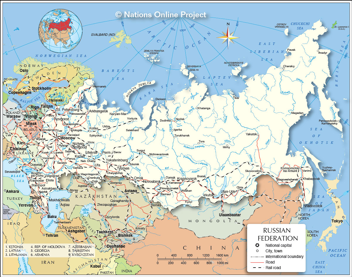 Map Of Russia And Neighboring Countries Political Map of the Russian Federation   Nations Online Project