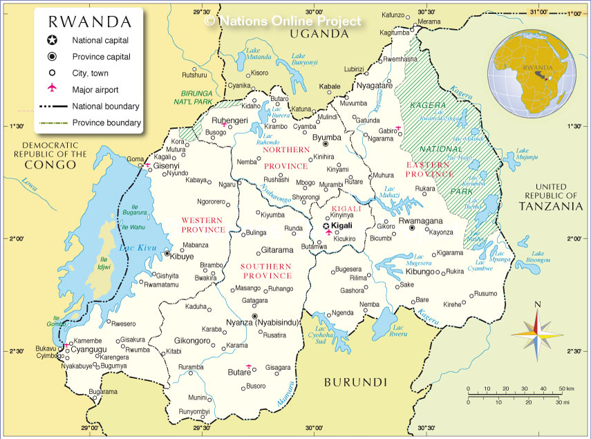 Administrative Map of Rwanda - Nations Online Project