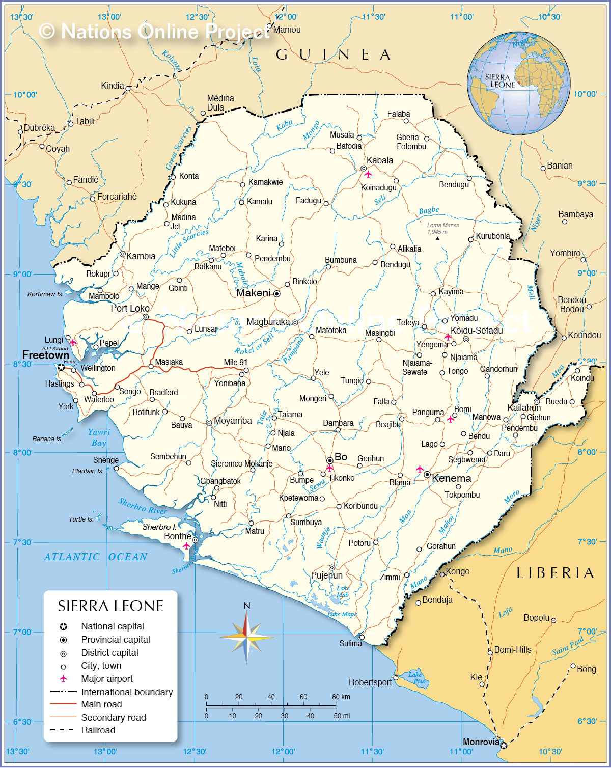 map of sierra leone Political Map Of Sierra Leone Nations Online Project