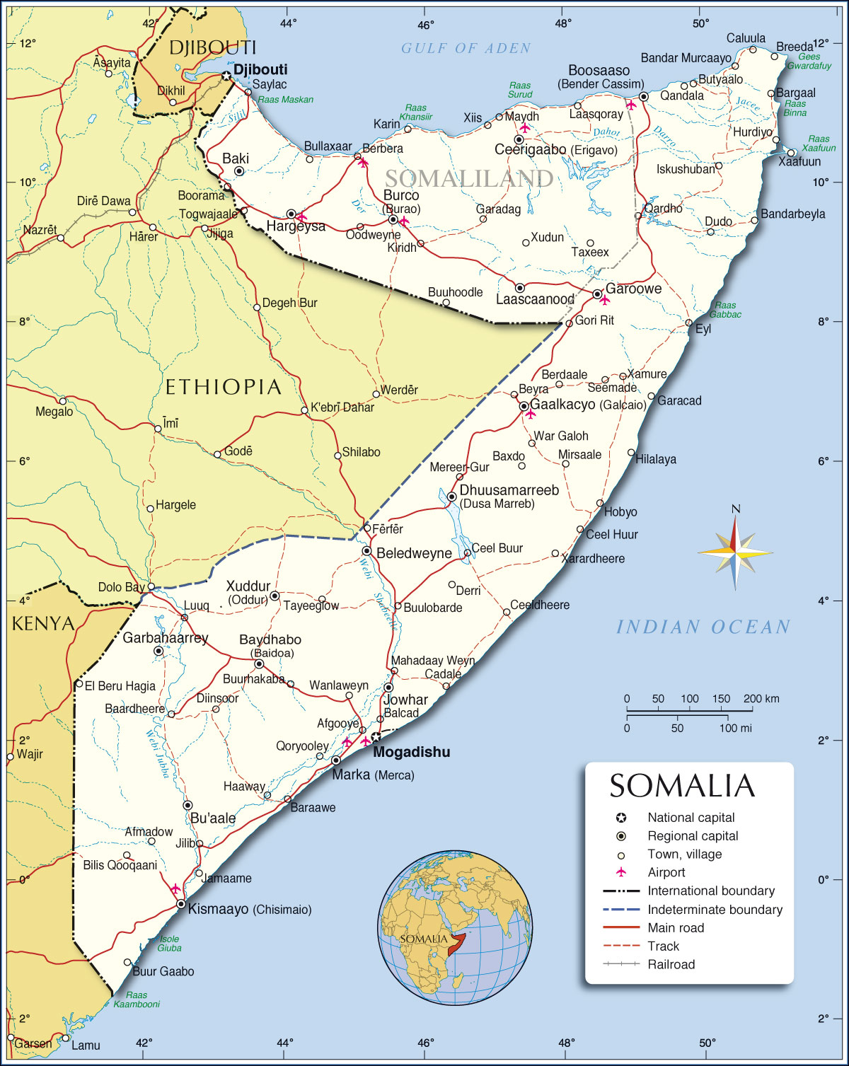 Somalia Political Map 