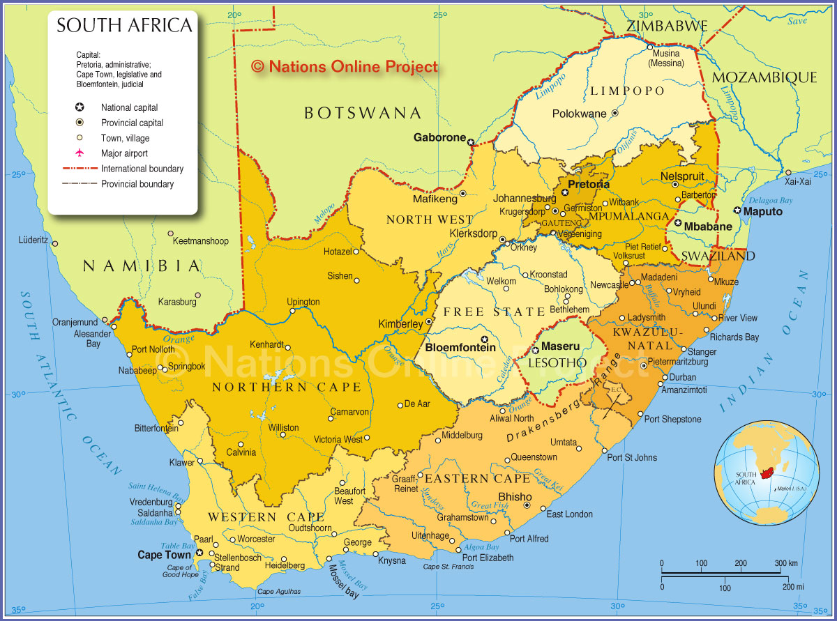 Map Of South Africa Provinces Nations Online Project