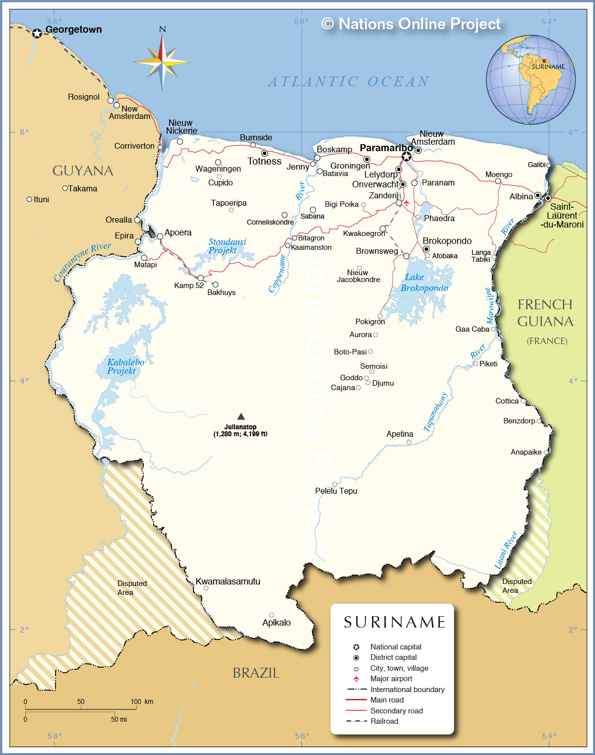 Political Map Of Suriname Nations Online Project