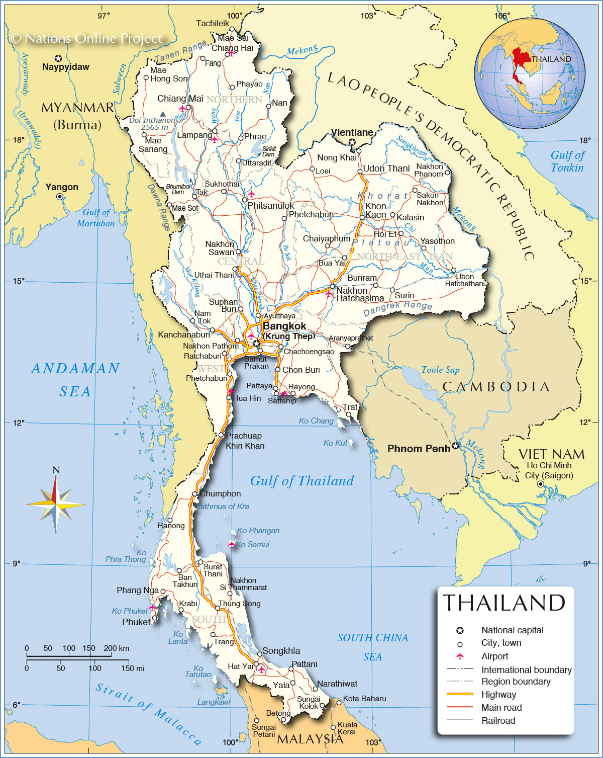 Regions Map Of Thailand Nations Online Project