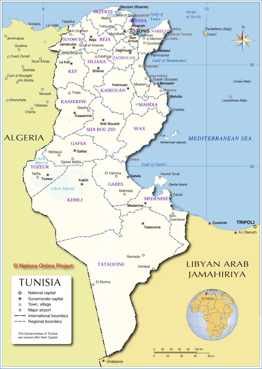 Tunisie : carte administrative - Média - Encyclopædia Universalis