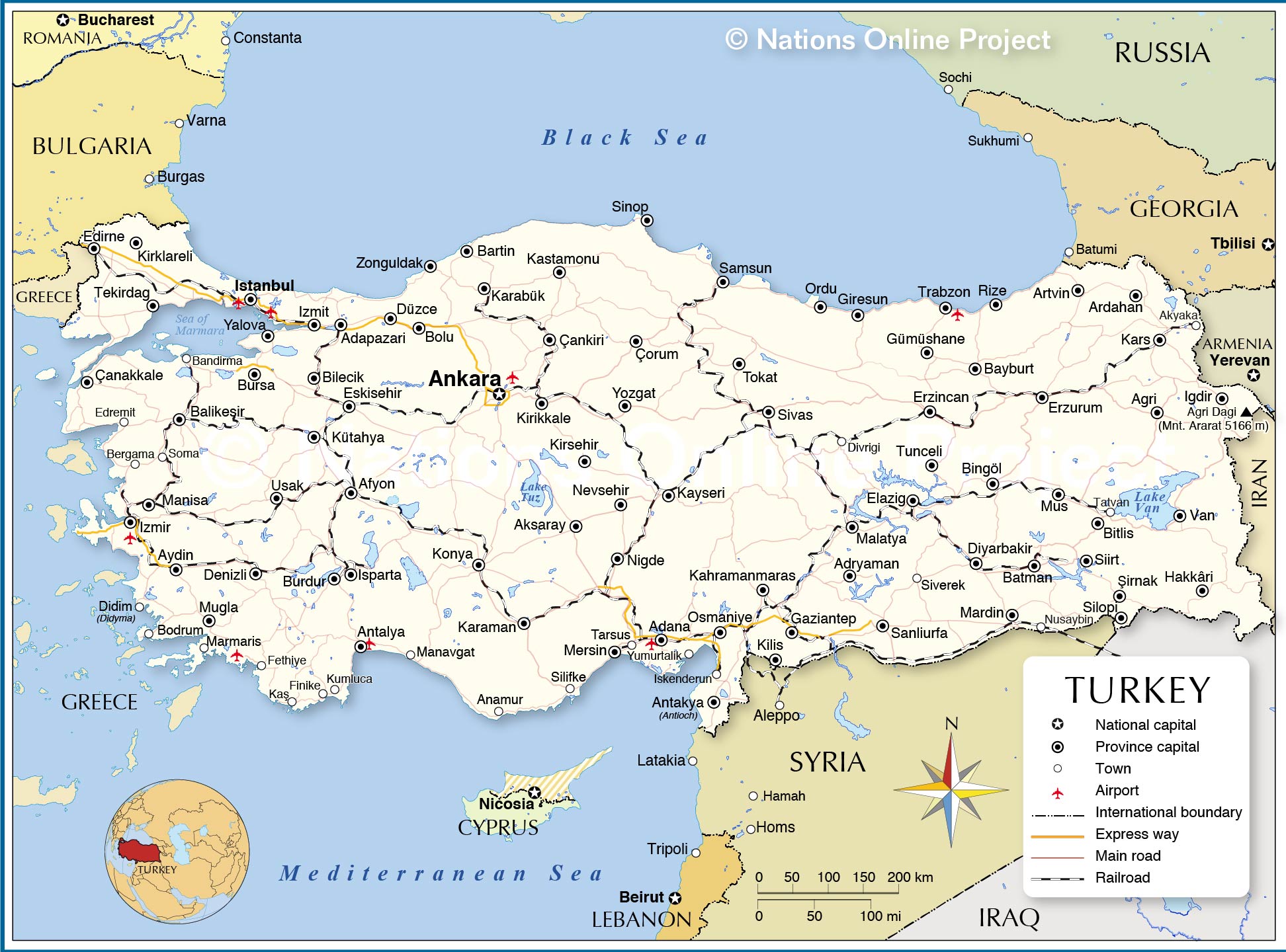 South East Turkey Map Political Map of Turkey   Nations Online Project