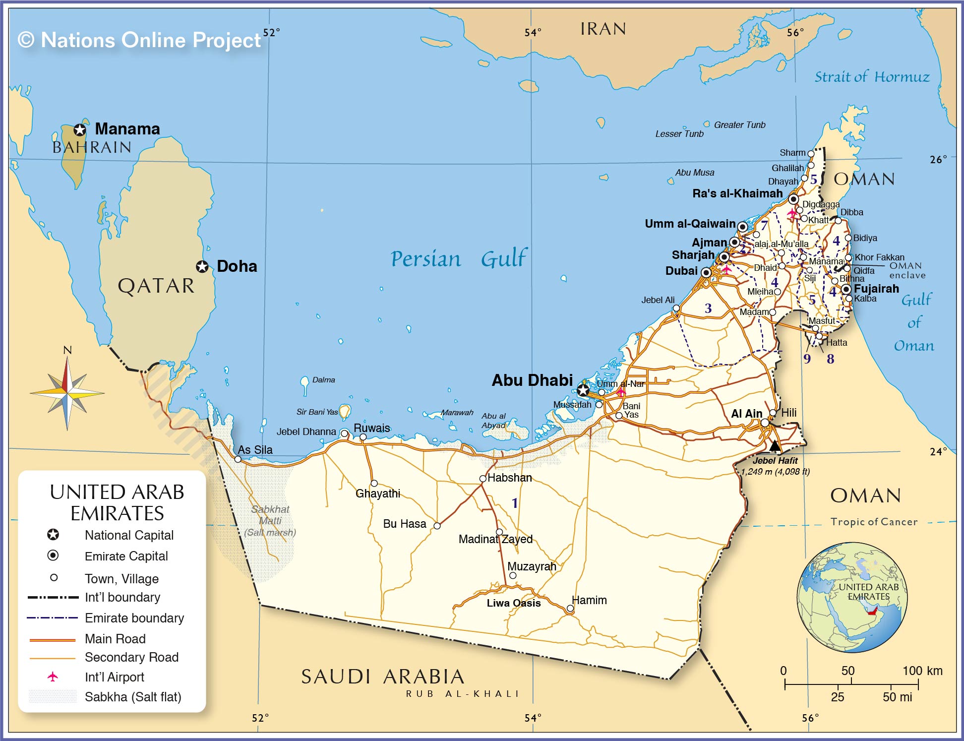 Map Of Arab Emirates Political Map of United Arab Emirates   Nations Online Project